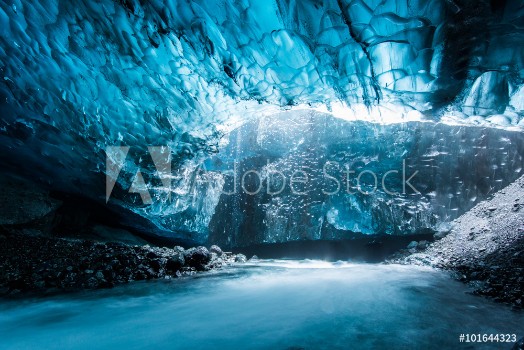 Picture of Ice cave in Iceland deep tunnel